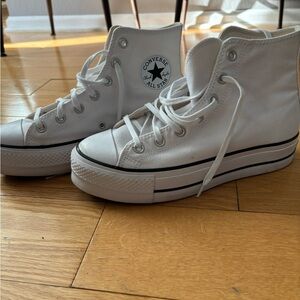 Converse White High-Top Lifted Sneakers 9 Womens